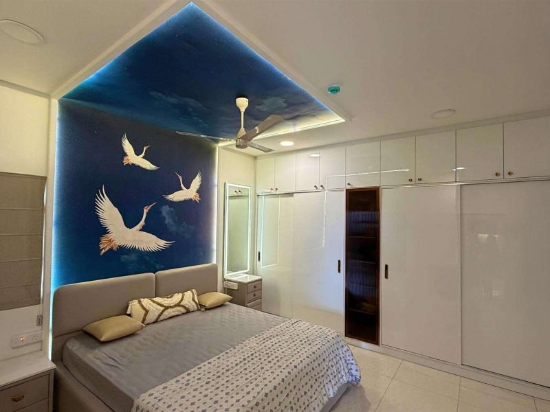Modern bedroom design with cozy lighting at Prestige Beverly Hyderabad